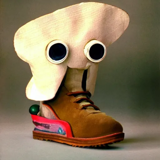 Prompt: marcel the shell with shoes on. By frank lloyd wright