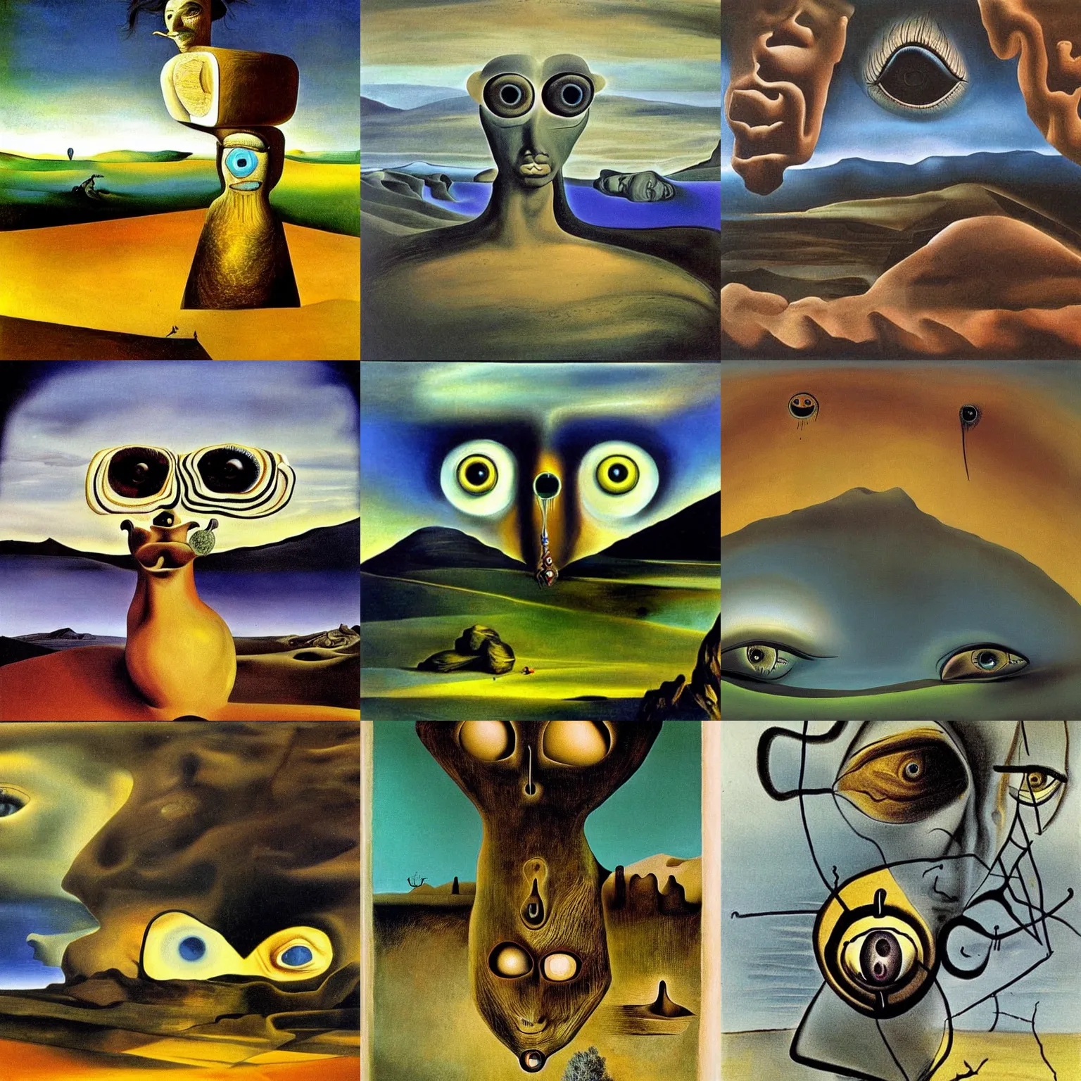 Prompt: The hills have eyes by Salvador Dali