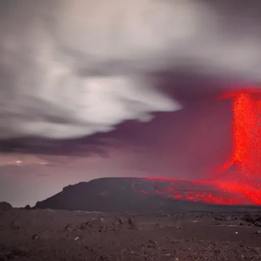 Prompt: volcanic storm clouds raining bright lava from the sky, 8k photorealistic, dramatic lighting, chiaroscuro