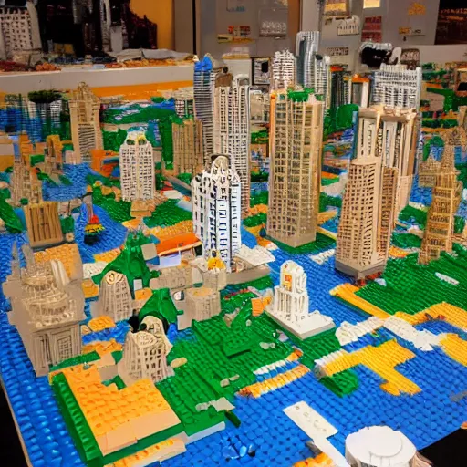 Prompt: life sized city made of lego, trending on artstation