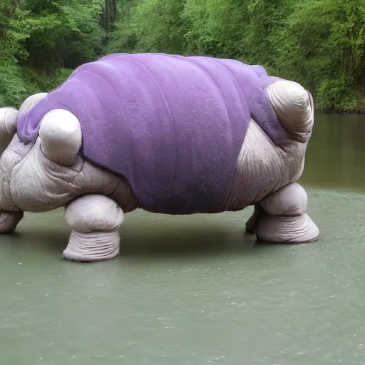 Prompt: giant tardigrade at a river