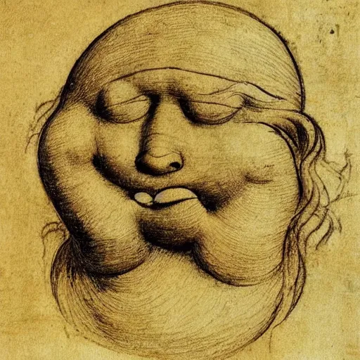 Image similar to leonardo da vinci's sketch of poop emoji