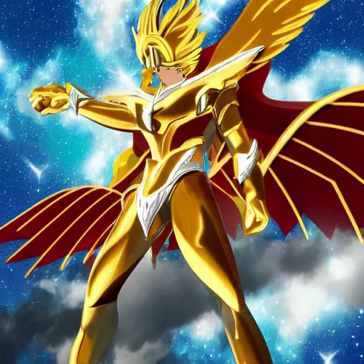 Prompt: Pegasus Meteor Fist from Saint Seiya , Pegasus constellation in the background, an incommensurable amount of meteors bright as LEDs, Saint Seiya wears Pegasus looking Bronze armor,photorealistic, detailed, trending on artstation