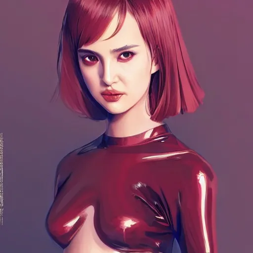 Image similar to a beautiful young japanese natalie portman alluring model in crop top, wearing a demonic latex mask that looks like an attractive succubus by guweiz and wlop and ilya kuvshinov and artgerm symmetrical eyes, aesthetic, gorgeous, stunning, attractive, artstation, deviantart, pinterest, digital art