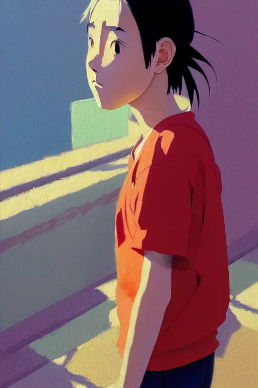 Prompt: a colorful portrait of a student, morning, by studio ghibli painting, superior quality, masterpiece, traditional Japanese colors, by Grzegorz Rutkowski, concept art
