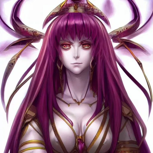 Image similar to portrait of scathach skadi, anime fantasy illustration by tomoyuki yamasaki, kyoto studio, madhouse, ufotable, trending on artstation