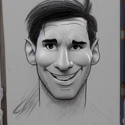 Prompt: milt kahl pencil sketch of Lionel Messi in disney snow white