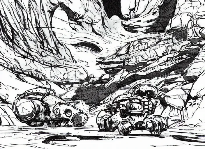 Image similar to illustration of alien landscape, (inktober), line art, ((water color)), by Bill Waterson, By Jake Parker, by Brian Kesinger