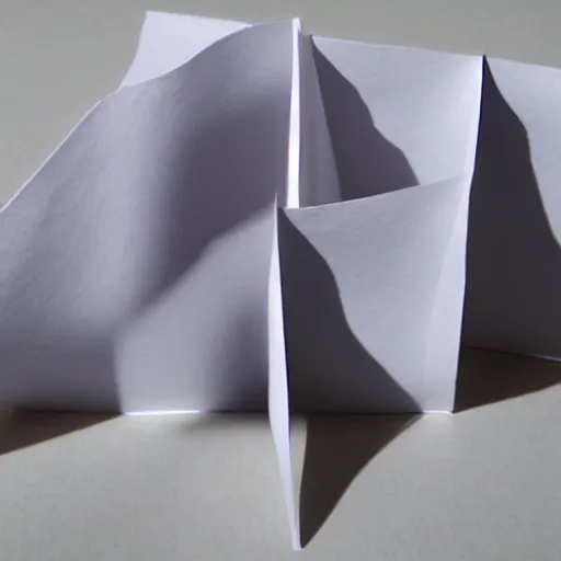 Image similar to a string quartet made of folded paper, 3D shadows,