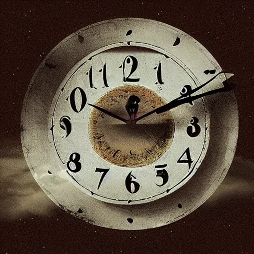 Image similar to hear the clock stop when you reach the end of time, surreal