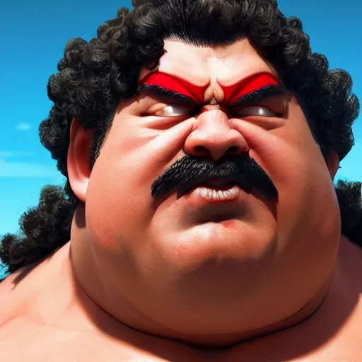 Image similar to danny mcbride as e. honda street fighter, sumo wrestler, full body, face detail, ultra realistic, concept art, intricate details, highly detailed, photorealistic, octane render, 8 k, unreal engine, art by frank frazetta, simon bisley, brom