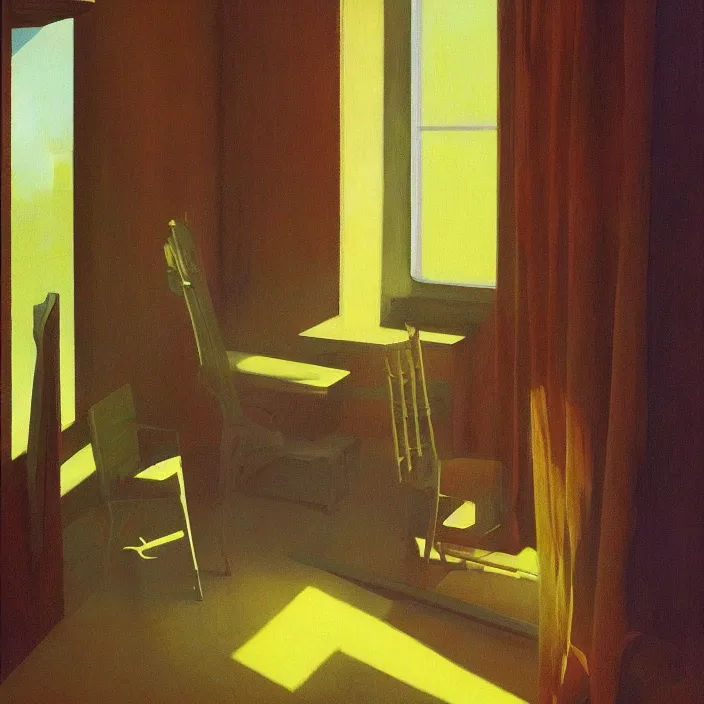 Image similar to waking up in the morning and the sun is shining through the window, science fiction, Edward Hopper and James Gilleard, Zdzislaw Beksinski, highly detailed