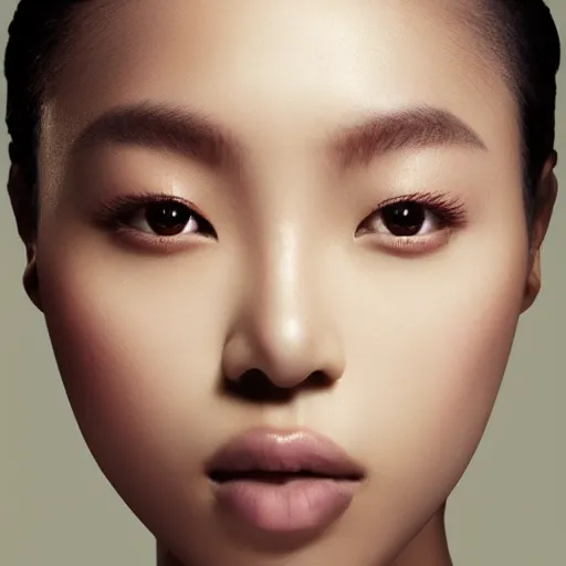 Prompt: a masterpiece portrait photo of a beautiful young woman who looks like a korean beyonce, symmetrical face