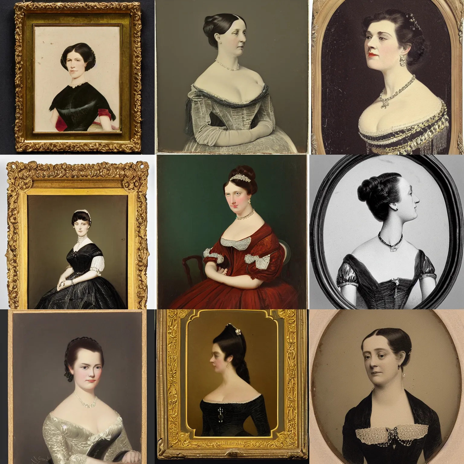 Prompt: a portrait of an elegant lady, 1850s