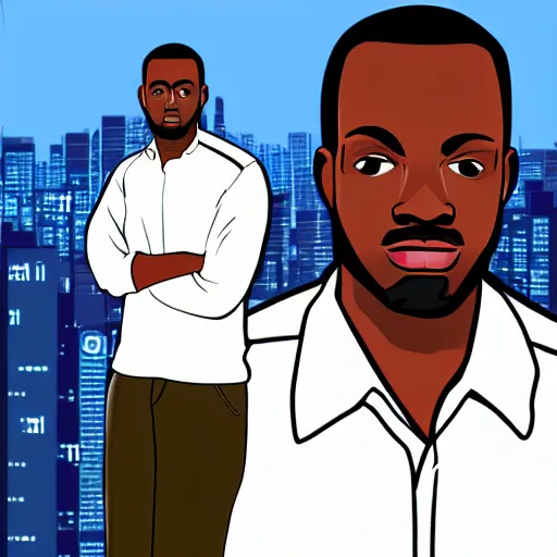 Prompt: grand theft Auto profile picture of a black male data scientist