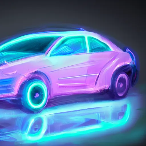 Image similar to car, ice, glow, neon, concept art,