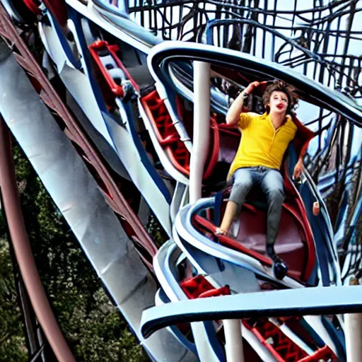 Image similar to Harry Styles on a rollercoaster