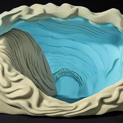 Prompt: claymation, 3 d clay sculpture of ocean waves, by nick park, aardman studios, made of clay, inspired by hokusai