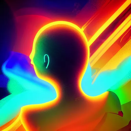 Prompt: the most original and beautiful profile picture on discord, symetrical, 4 k, beautiful gorgeous digital art, trending on artstation, dark, neon lights, colorful, joyful