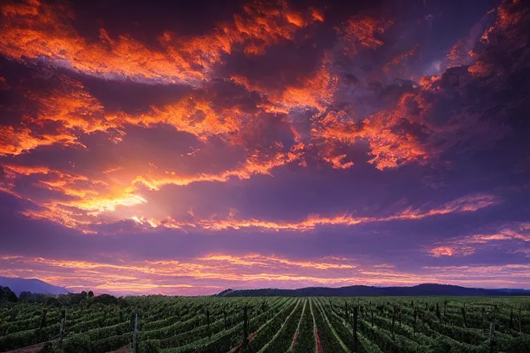 Image similar to amazing landscape photo of vineyard with an eagle in sunset by marc adamus beautiful dramatic lighting