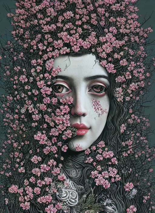 Image similar to goddess of the flowers, painting by Dan Hillier, trending on artstation, artstationHD, artstationHQ, 4k, 8k