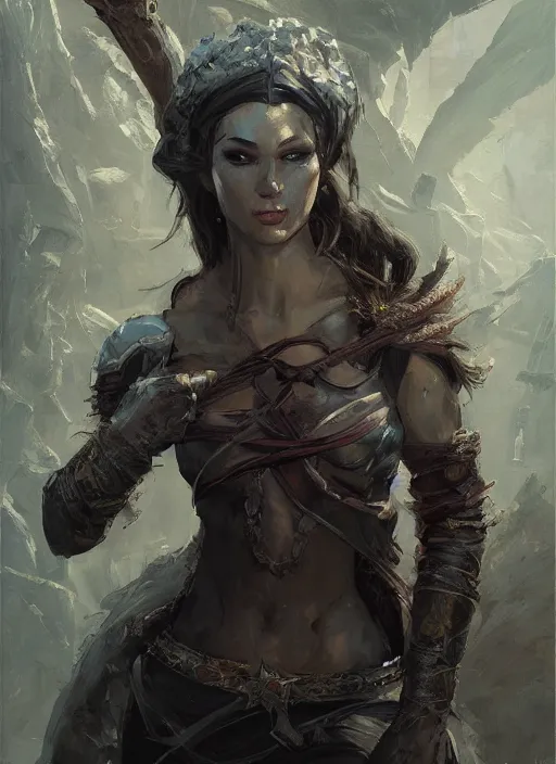 Image similar to Oil painting of a female rogue, portrait, D&D, Magic The Gathering, by Craig Mullins, Nekro, Victo Ngai, centered, symmetrical, 8k, sharp focus