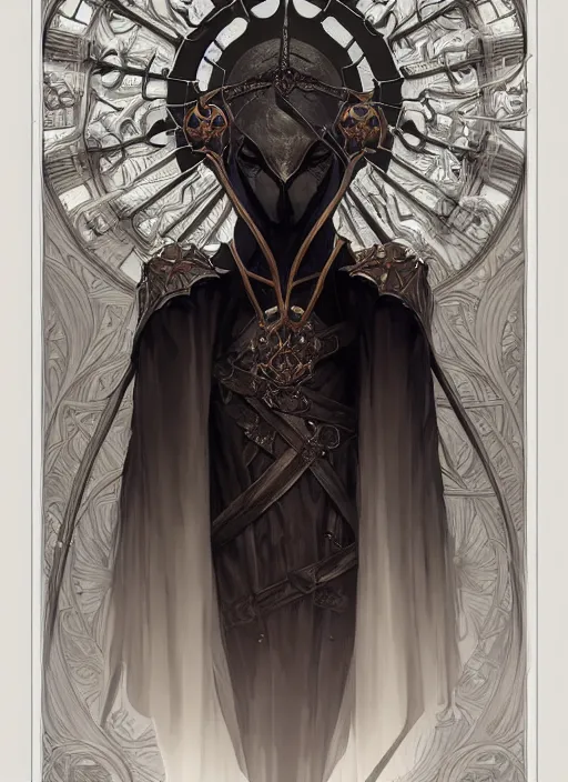 Image similar to symmetry!! portrait of grim reeper, fantasy, medieval wear, intricate, elegant, highly detailed, digital painting, artstation, concept art, smooth, sharp focus, illustration, art by artgerm and greg rutkowski and alphonse mucha