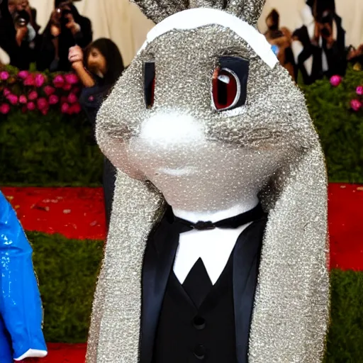 Image similar to photo of bugs bunny at the met gala