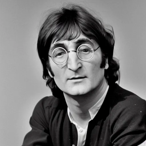 Prompt: a professional photo of john lennon in 1 9 6 4 on a cooking tv show, monochrome, f / 1. 4, 9 0 mm