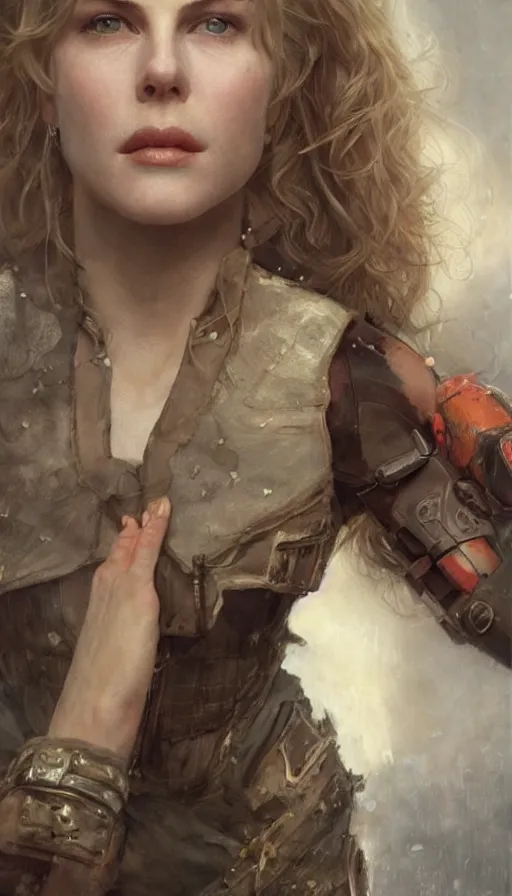 Prompt: epic masterpiece nickole kidman, girl, 2 0 years old, sweaty skin, hyperrealistic, octane render, cinematic, beautiful face and flawless skin, perfect hands, 5 fingers, by edgar maxence and ross tran and michael whelan, legends of runeterra