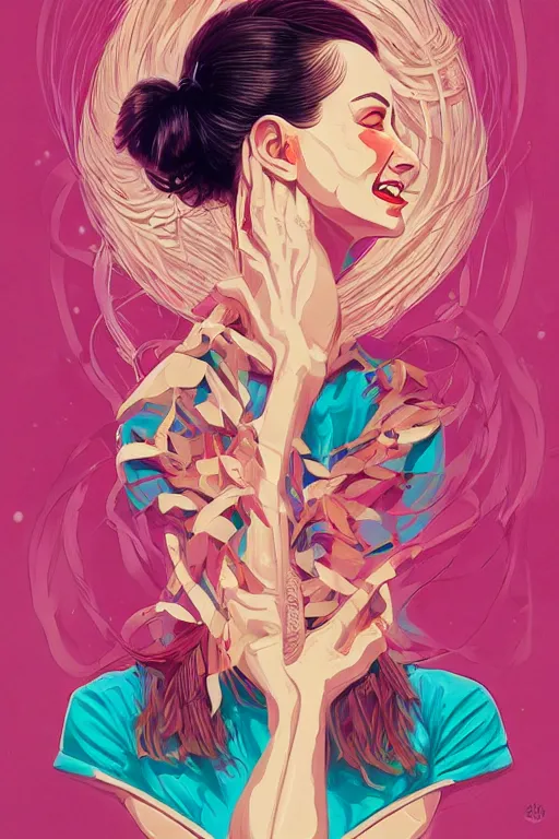 Image similar to a woman smiling cute, Tristan Eaton, victo ngai, artgerm, RHADS, ross draws