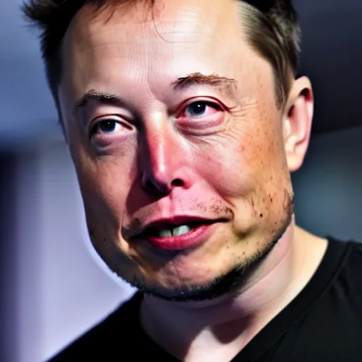 Image similar to elon musk before he had money to fix his male pattern baldness, cinematic 8 k, depth of field.