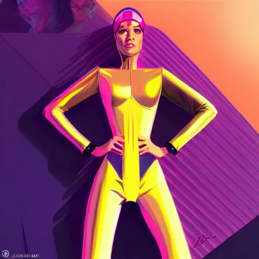 Image similar to 🧕🏽🛸, 8 0 s art deco, artstation, moebius + artgerm, hd,