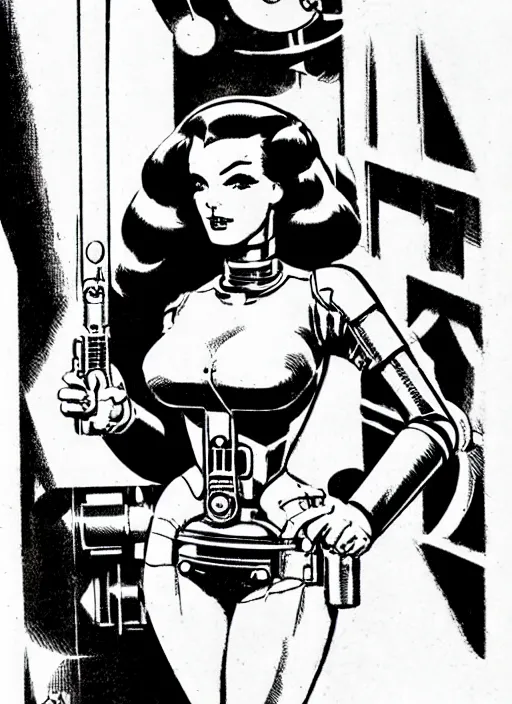 Image similar to image of beautyful female android steampunk by jack kirby,