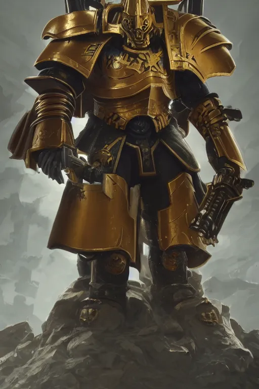 Image similar to armor portrait heros warhammer 4 0 k horus heresy fanart - the primarchs emperor by johannes helgeson animated with vfx concept artist & illustrator global illumination ray tracing hdr fanart arstation zbrush central hardmesh 8 k octane renderer