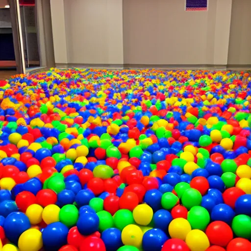 Image similar to photo of endless corridors where the floor is made of ballpit