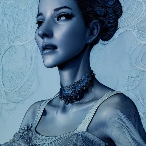 Image similar to the portrait of a blueberry that resembles an absurdly beautiful, graceful, elegant, sophisticated girl, an ultrafine hyperdetailed illustration by kim jung gi, irakli nadar, intricate linework, bright colors, octopath traveler, final fantasy, unreal engine 5 highly rendered, global illumination, radiant light, detailed and intricate environment