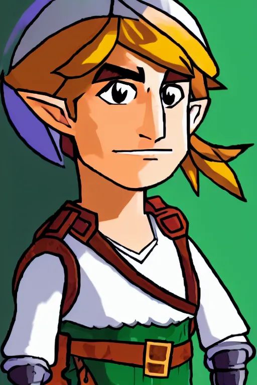 Prompt: an in game portrait of link from the legend of zelda cdi, zelda cdi art style.