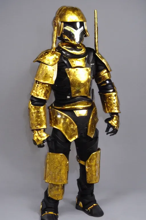 Image similar to galaxy warrior wearing gold and black armor