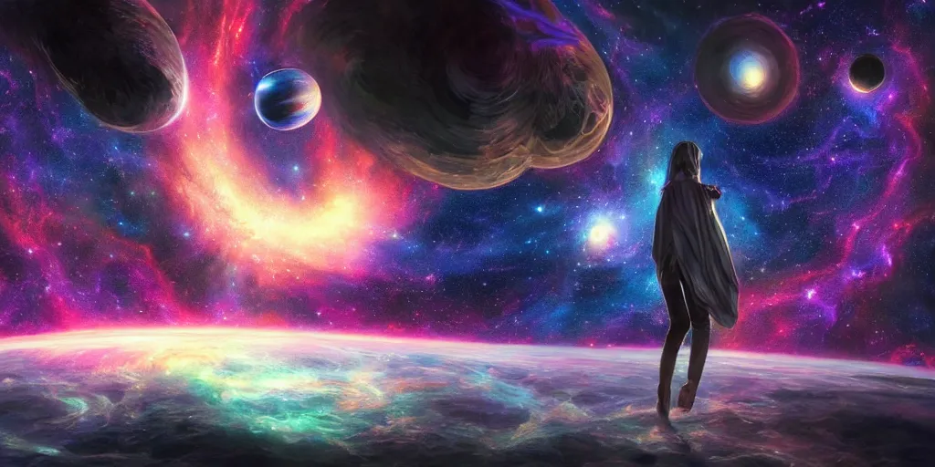 Prompt: galactic diffusion forming an entire universe with its thoughts, concept art, digital illustration, trending on artstation, deviantart, artgerm, epic composition, masterpiece, highly detailed, advanced technique, ambient lighting, wlop, ross draws
