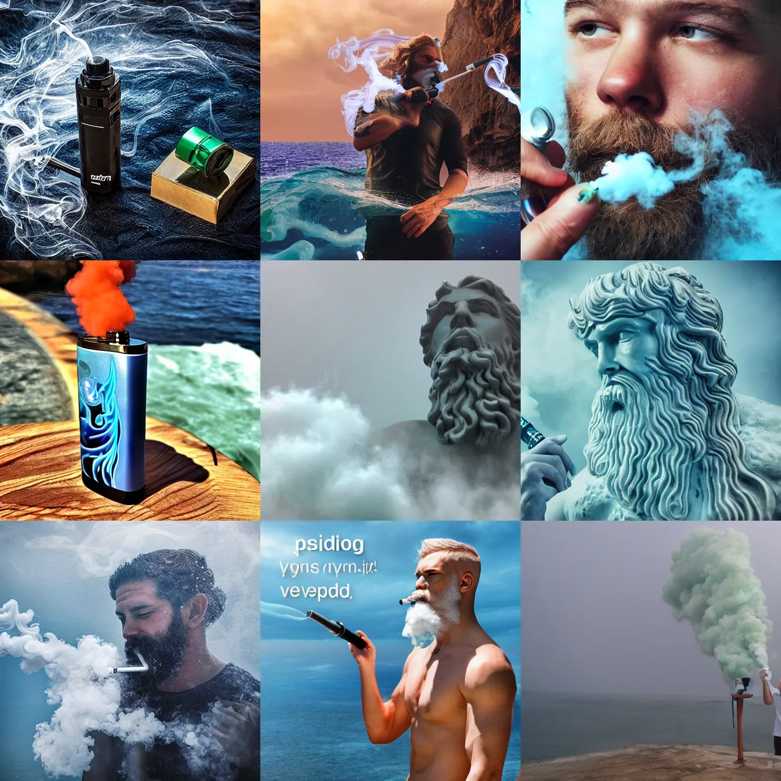 Prompt: Poseidon vaping