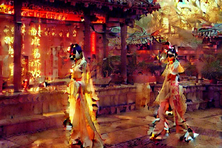 Prompt: wuxia, summer, neon light, painting by gaston bussiere, craig mullins, j. c. leyendecker