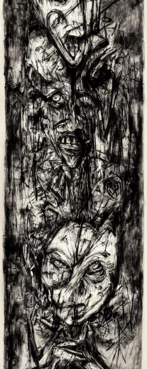 Image similar to alone in darkness, by bernard buffet and stephen gammell and emil nolde, 8 k, trending on artstation