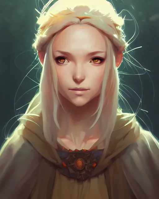 Image similar to portrait of a female druid, simple clothes, fantasy, face like ester exposito, blonde shinkai makoto studio ghibli studio key hideaki anno sakimichan stanley artgerm lau rossdraws james jean marc simonetti elegant highly detailed digital painting artstation pixiv