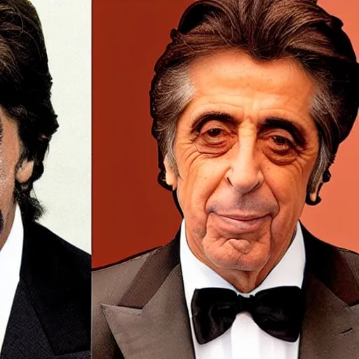 Prompt: robert dinero and al pacino as one person