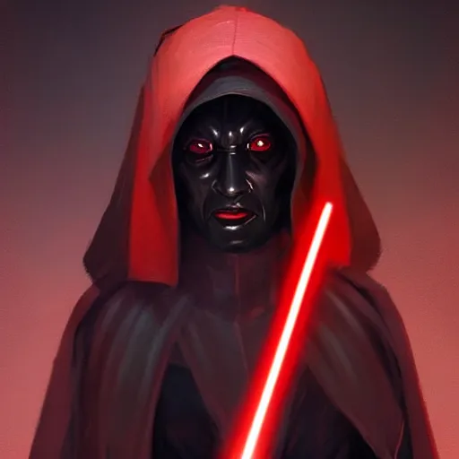 Prompt: portrait of a woman by greg rutkowski, young sith lord darth talon, red and black skin, star wars expanded universe, wearing black robes, she is about 2 0 years old, highly detailed portrait, digital painting, artstation, concept art, smooth, sharp foccus ilustration, artstation hq