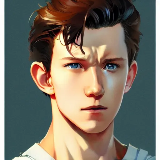 Prompt: tom holland as a manga character, realistic shaded perfect face, fine details. anime. realistic shaded lighting poster by ilya kuvshinov katsuhiro otomo ghost - in - the - shell, magali villeneuve, artgerm, jeremy lipkin and michael garmash and rob rey