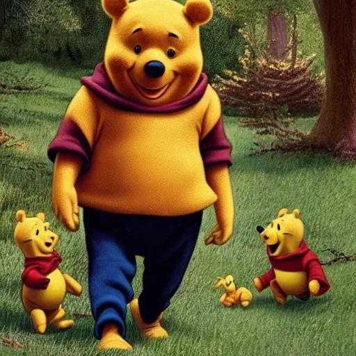 Prompt: Live action winnie the pooh, played by Nicolas Cage