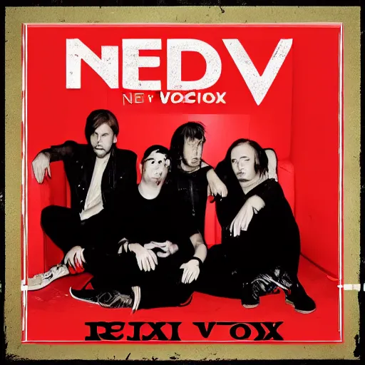 Prompt: new red vox album cover, music album cover, alternative rock band