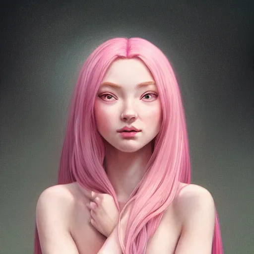 Image similar to perfectly-centered-Portrait of a pink haired Goddess, The Perfect Human Female Specimen, intricate, elegant, super highly detailed, professional digital painting, artstation, concept art, smooth, sharp focus, no blur, no dof, extreme illustration, Unreal Engine 5, 8K, art by artgerm and greg rutkowski and alphonse mucha and loish and WLOP